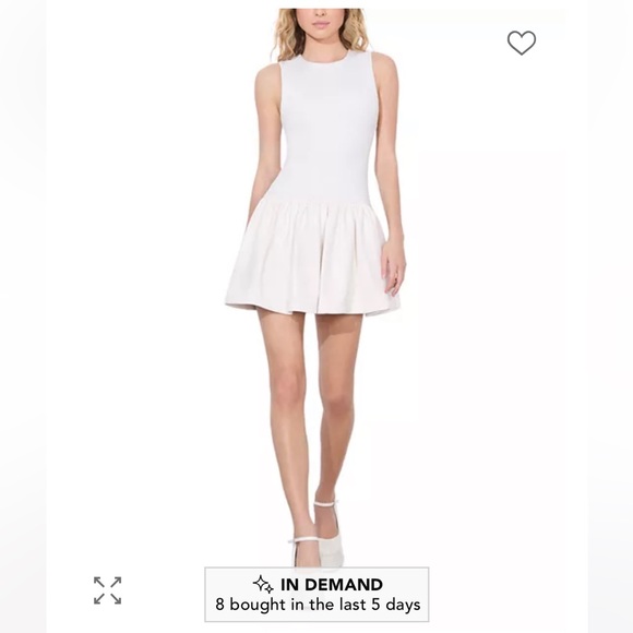 NWOT Alice + Olivia OFF WHITE ELLA COMBO FAUX LEATHER MINI DRESS Size 0 - Picture 1 of 10